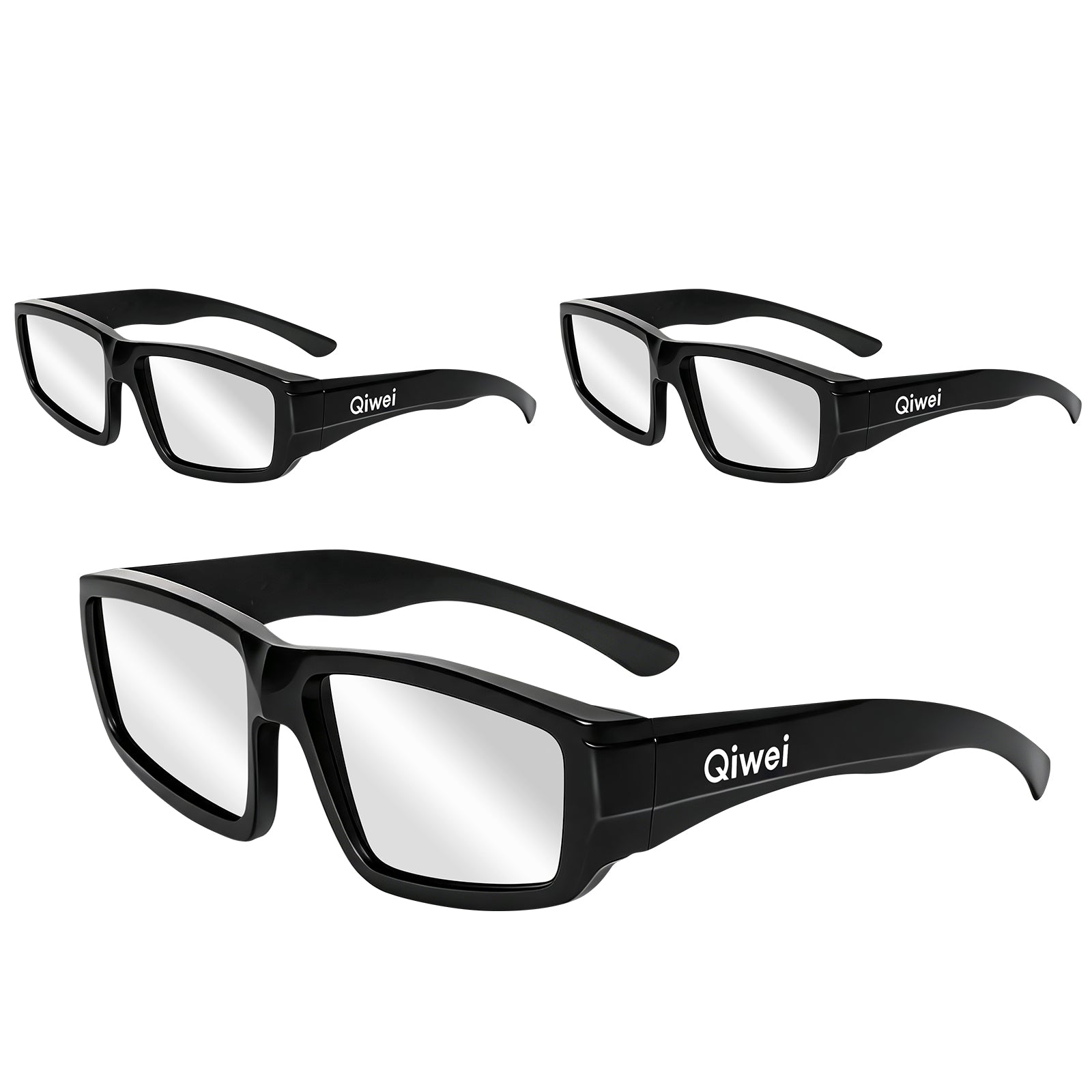 QIWEI Solar Eclipse Glasses –3 PCS EN ISO 12312-2:2015(E) & CE Certified Safe Solar Viewing Glasses, Durable Black Plastic Frame for 2026 & 2027 Total Eclipses