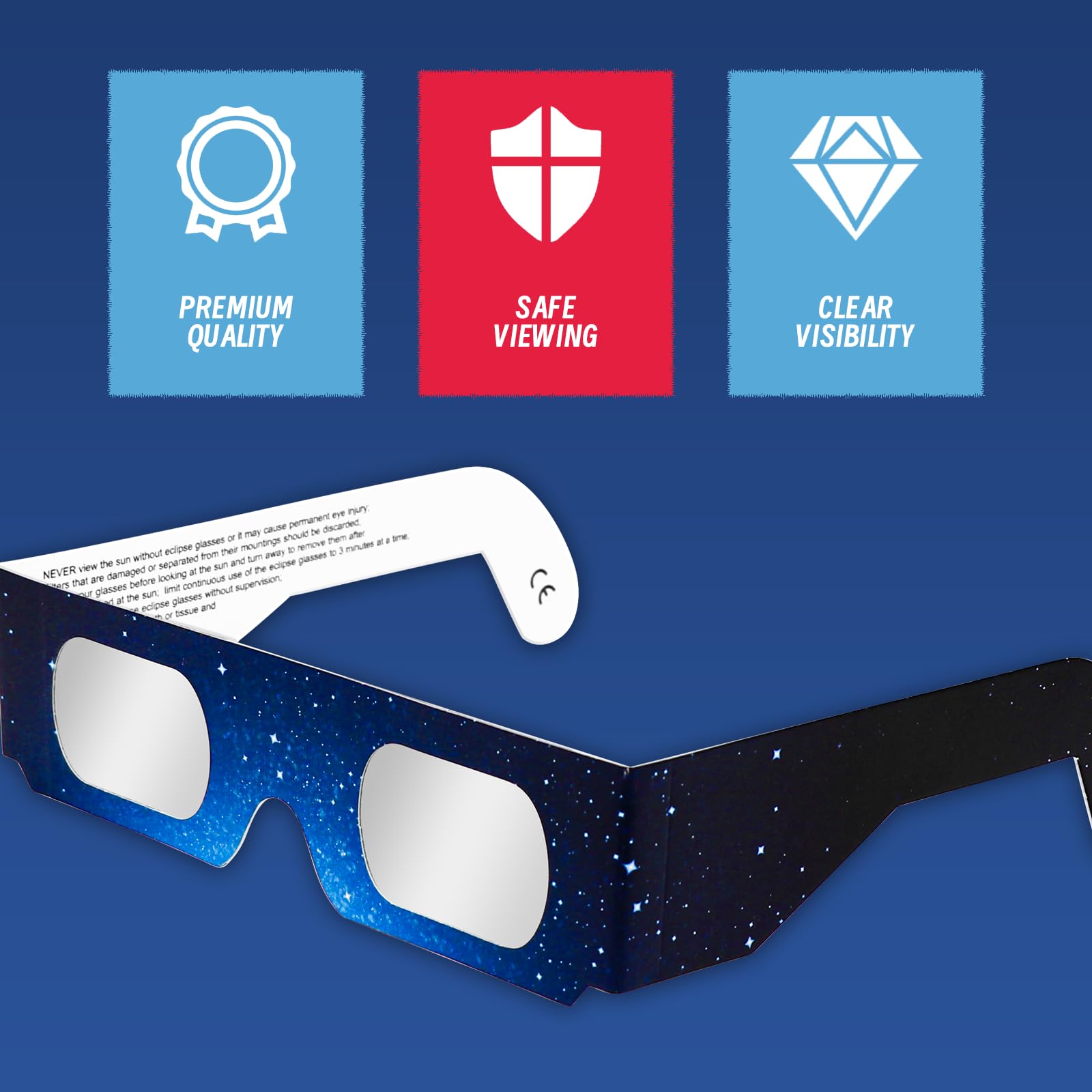 QIWEI  ISO 12312-2 Certified Solar Viewing Glasses For Solar Eclipse - 6 Pack Family Set for Safe Sun Observation | CE Certified Eclipse Eye Protection | UV/IR Blocking (Adults & Kids)